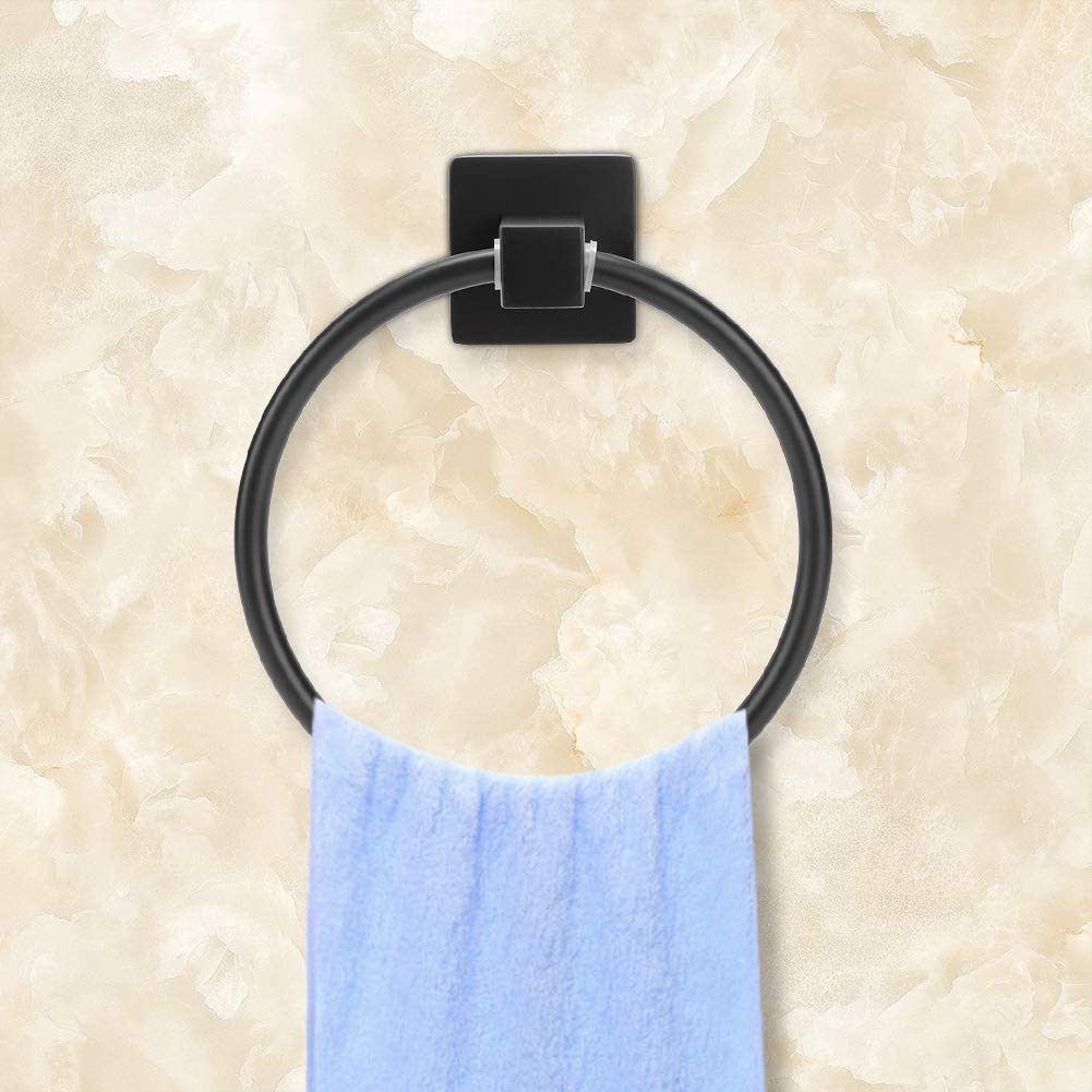 Towel Ring Simple Durable Wall Mounted Kitchen Bathroom Round Towel Rack Holder Hanger Hardware Space Saver